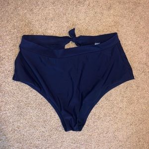 navy high-waisted swimsuit bottoms